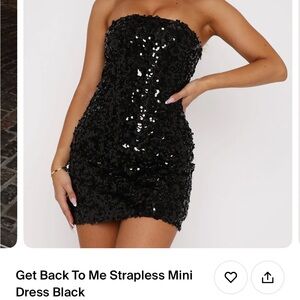 Get Back to me Strapless Mini Dress Black Sequins